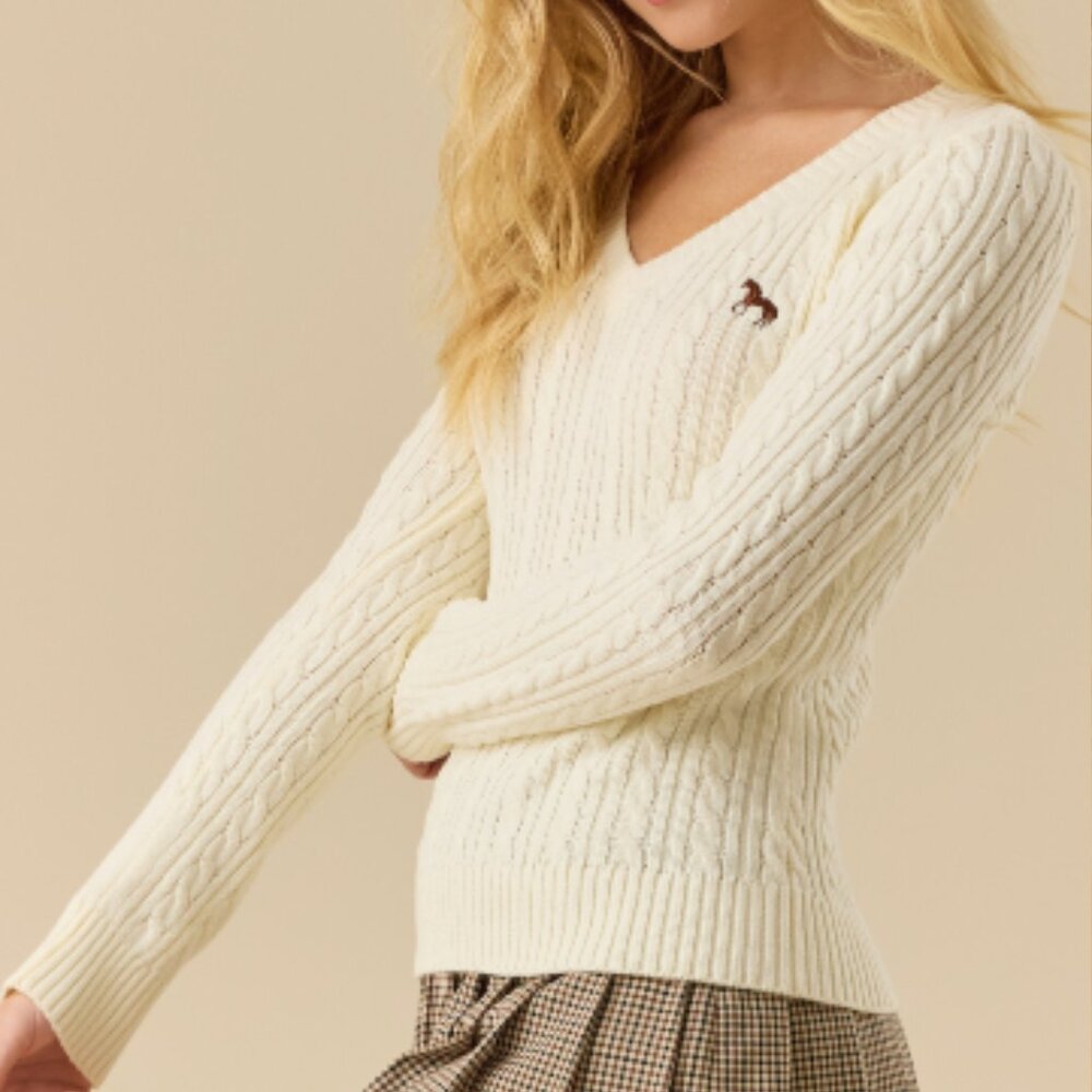Altar'd State White Cameron Cable Icon Sweater NEW